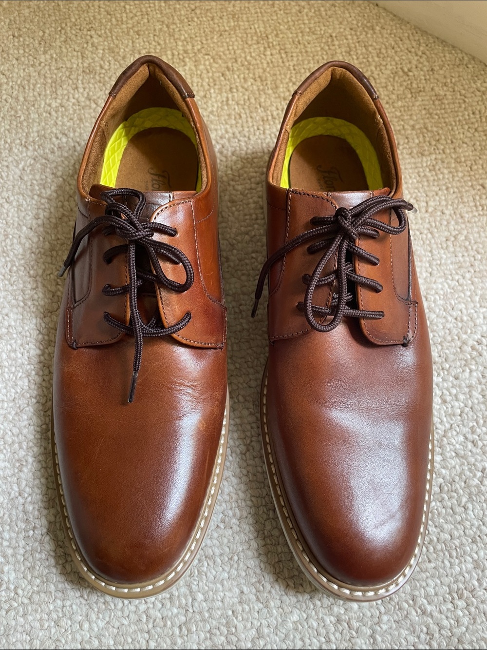 Florsheim Leather Norwalk Plain Toe Oxfords in Cognac Brown LIKE NEW size 10